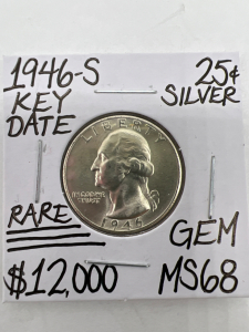 1946-S MS68 RARE KEY DATE GEM SILVER QUARTER