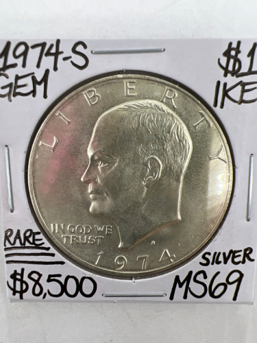 1974-S MS69 RARE SILVER IKE EISENHOWER DOLLAR