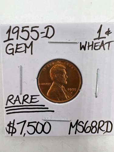 1955-D MS68RD RARE GEM WHEAT VINTAGE PENNY