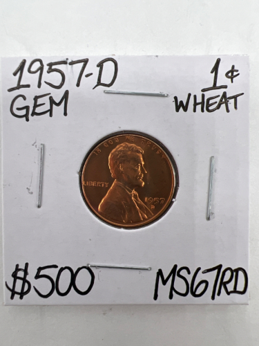 1957-D MS67RD GEM WHEAT VINTAGE PENNY