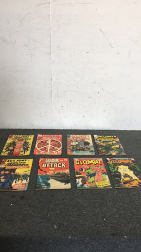 (8) Vintage War Themed Comic books