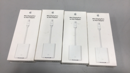 (4) Apple Mini DisplayPort to VGA Adapter, (2) Moread DisplayPort to DVI Adapter + other HDMI cords and others