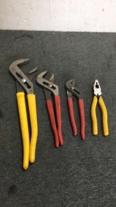 (3) Pairs Of Large Channel Locks (1) Pair Of Dykes Pliers