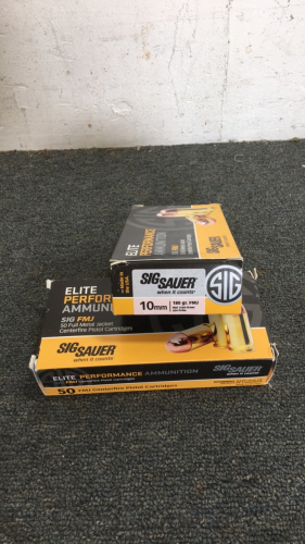 (2) Boxes Of (50) Sig Sauer 10MM 180 GR. FMJ Ammunition