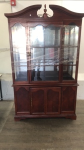 Large Wooden Display Case With Glass Doors