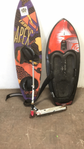 (2) Wake Boards (1) Barbie Collapsible Foot Scooter