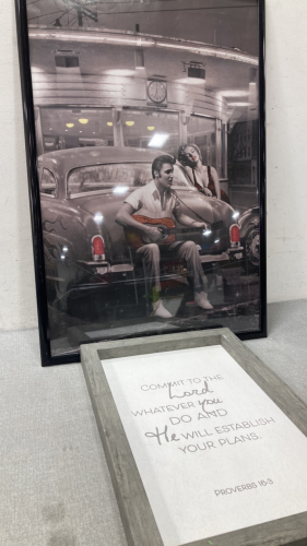 Elvis & Marilyn Framed Poster Print and Scripture Plaque