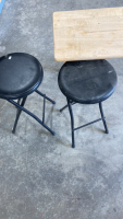 (2) Stools and Wood Fold out Table