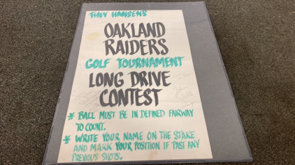 Signed Oakland Raiders Long Drive Contest Sign