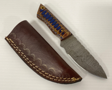 7” Overall Length Full Tang Demascus Knife with Sheath