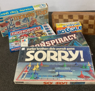 Assorted Board Games - Monopoly, Chess, & More