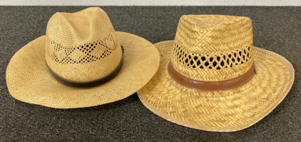 (2) Straw Hats - Sizes Medium And Large