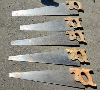 (5) Vintage Wood Handle Hand Saws