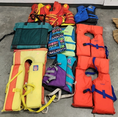 Large Assortment Of Life Vests