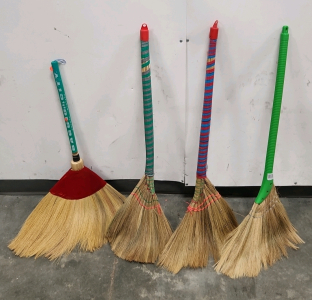 (4) Traditional Straw Brooms