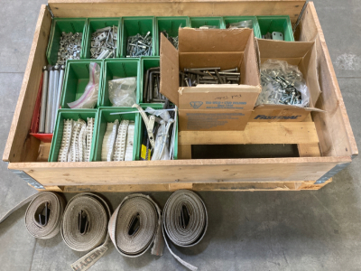 Pallet of Various Hardware: Nuts, Bolts, Anchors, Rollers, Plus more - Lot #1