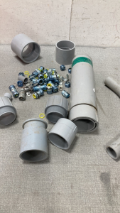 PVC pipe with fittings and metal connectors