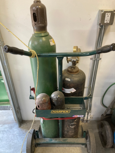 Oxygen and Gas Tanks In Cart Lot # 64