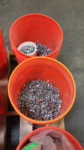 (2) 5-Gallon Home Depot Buckets 1/2 Full of 1/2”x 1-1/4”Nuts And Bolts Lot # 70