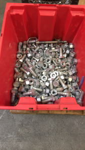 (1) 16” x 20” Bin Half Full of 3/4” x 2-1/2” Nuts And Bolts Lot # 78