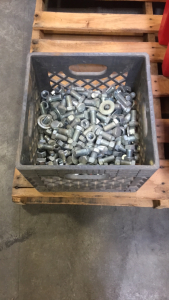 (1) Milk Crate Full Of 3/4” x 2-1/2” Nuts And Bolts Lot # 82