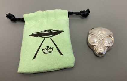 2 Troy oz. .999 Fine Silver Alien Head