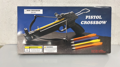 50lb Draw Crossbow Pistol with 4 Bolts, Drawstring, & Target