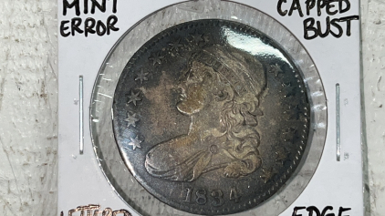 1834 VF25 Mint Error Capped Bust Half Dollar