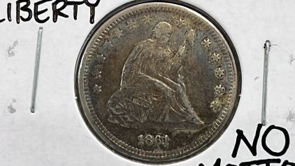 1861 AU50 Seated Liberty Silver Quarter