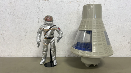 1960s GI Joe 12" H Astronaut and 13.5" H Space Capsule