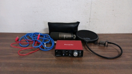 Interface, Condenser Mic, and Pop Filter for Home Recording