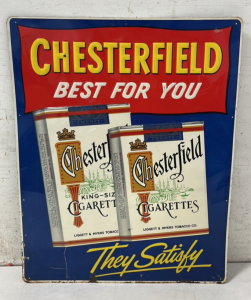 23.5" W x 29.5" H Metal Chesterfield Cigarettes Sign