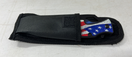 Folding Knife with Flag Design, Sheath, and 2.75 " Blade