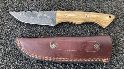 Full Tang Damascus Knife With Sheath