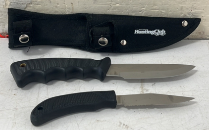 North American Hunting Club Double Knife Set with Sheath (3.75" & 4.5" Blades)