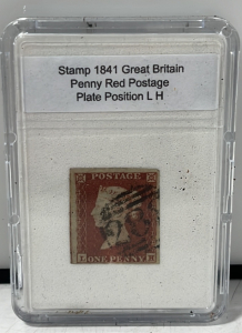 1841 Great Britain Penny Red Postage Stamp, L H Plate Position