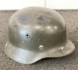 M40 Rolled Rim German Army Helmet With Liner And Chinstraps