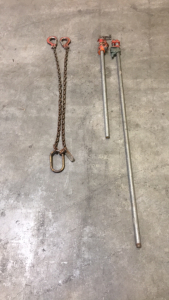 (1) 64” Pole Clamp (1) 49” Pole Clamp (1) Set Of Hoist Chains With (2) Hooks