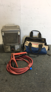 (1) Set Of All Copper Jumper Cables (1) Lakewood Electric Heater (1) Westward Tool Bag