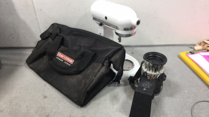 Kitchenaid Blender, Craftsman Tool Bag, Wireless Charger, Camping Light