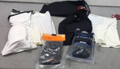 (3) Padded Football Shorts, (1) Padded Jersey, (2) Elbow Pads, (1) Football Shorts