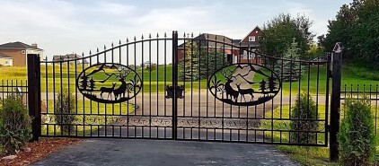 14' Idaho Wildlife Gate - Wrought Iron Custom Driveway Gates