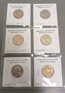 (6) Brilliant Uncirculated Jefferson Nickels