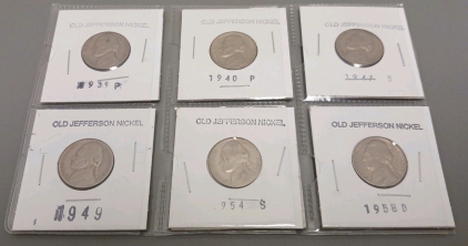 (6) Various Year Old Jefferson Nickels