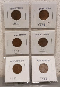 (6) Various Year Wheat Pennies