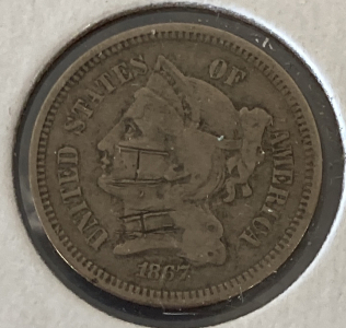 Rare 1867 Three Cent Piece