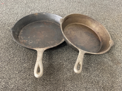 Pair of Cast Iron Skillets 10” and 12”