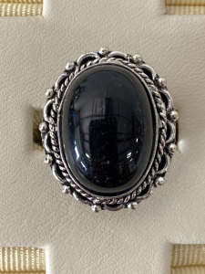 Size 9 German Silver Black Onyx Ring