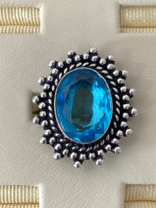 Size 7 German Silver Blue Topaz Ring