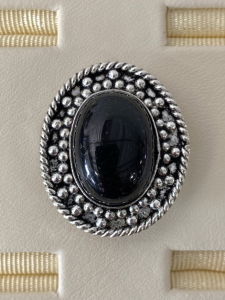 Size 9 German Silver Black Onyx Ring